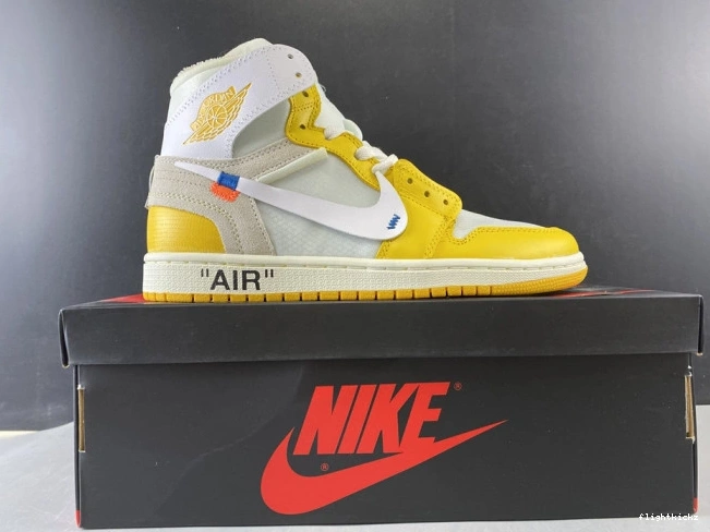 Off-White Jordan 1 Dark NRG x Yellow-Cone AQ0818-149 Air White Powder 0925